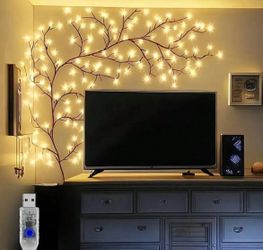 2 pcs 96LEDs Vine Light, 71inch Rattan Branch Warm Light, 8 Modes, USB Powered, Indoor Decorative Willow String Lights For Bedroom And Living Room Hom