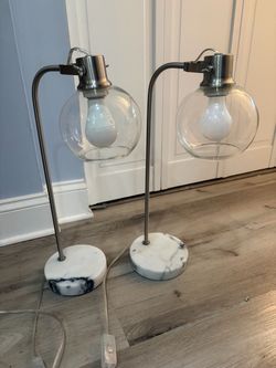 Pair of Globe Table Lamps with Marble Base