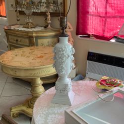 Milk Glass Lamp Real Old Not Sure What Year.