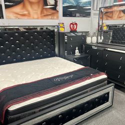 Closeout Sale😱Beautiful Black Mirror 5pc Bedroom Furniture Set 50% OFF Now✅Limited Offer $999✅