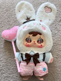 Baby Three Samuel 400% White Bunny Plush Doll- Rotatable Eyes