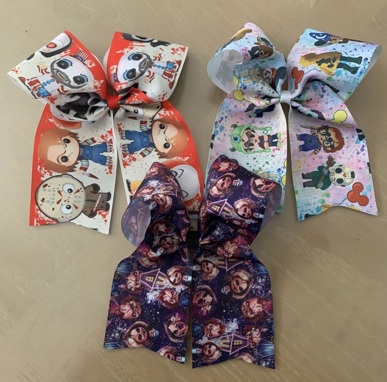 Horror Theme Chucky Cheer Bows Handmade