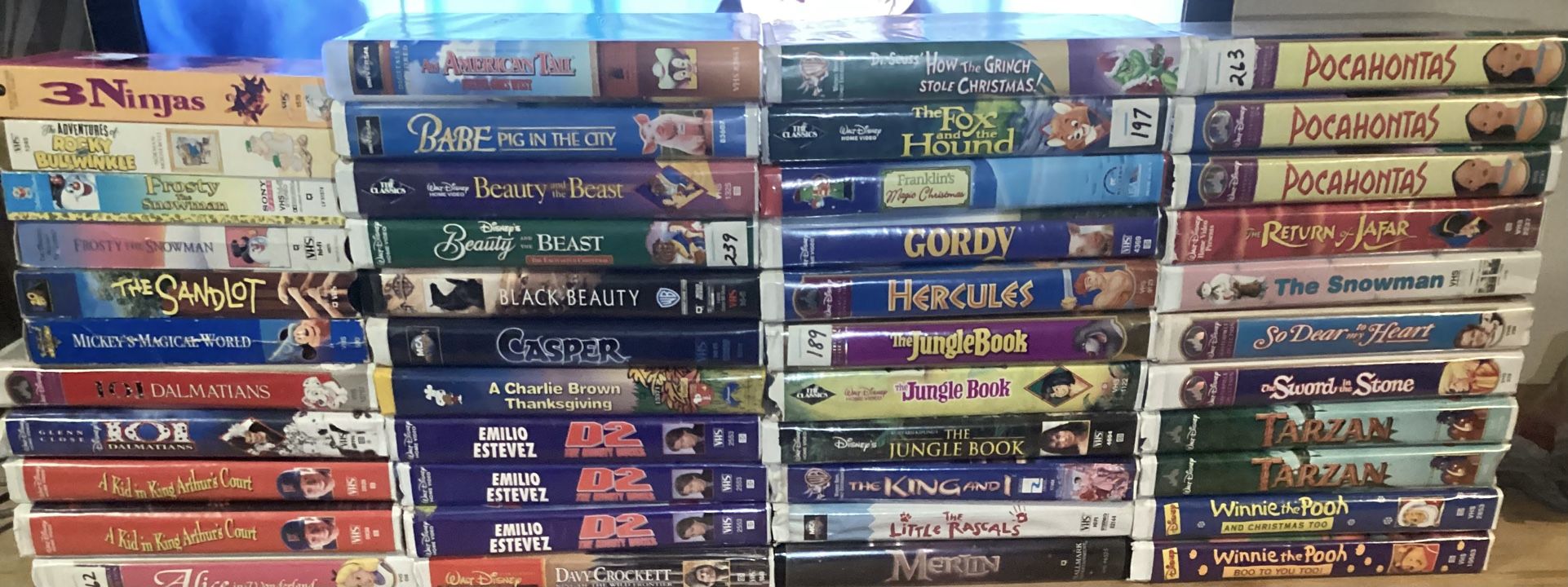 Disney,Kids,animation,& Comedy movie lot of 44 VHS Tapes UNTESTED
