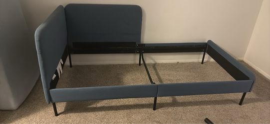 IKEA twin  Blue Upholstered Bed Frame