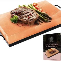 New! Himalayan Salt Block Cooking Powder Plate with Steel Tray -12" x8"  Never Opened -retails for $50