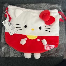 Sanrio Hello Kitty Plush Drawstring Pochette Bag
