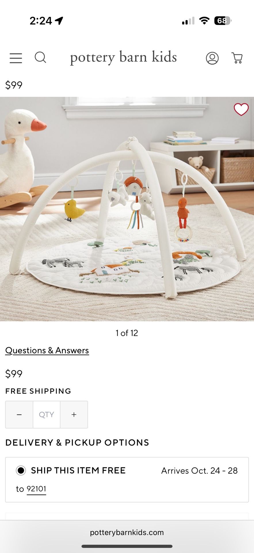 Pottery Barn Baby FARMHOUSE ACTIVITY GYM