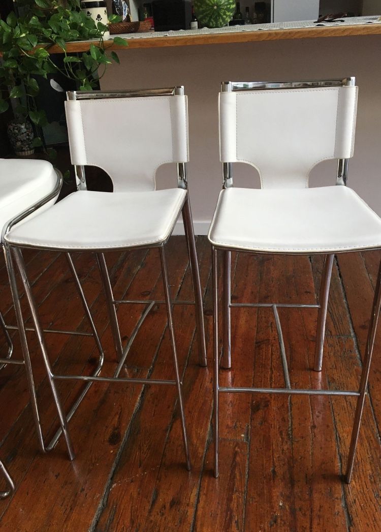 White Leather bar stools set Of 2 $275