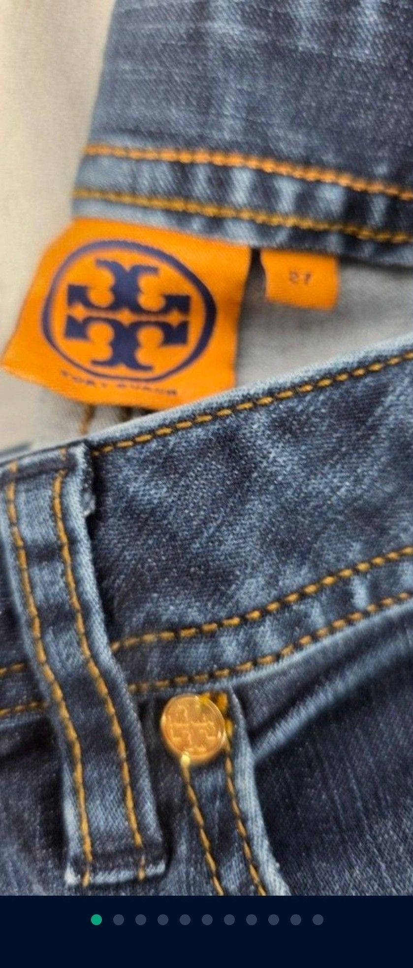 Tory Burch Straight Leg Jeans Low Rise Stretch Denim. Denim Leggings. The color is a Dark Blue Jeans - Size 27