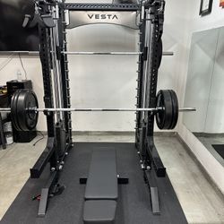 Vesta Fitness PRO SERIES Ultimate Half Rack Functional Trainer w/Smith Machine Bar | 320lb Stack | Gym Equipment | Fitness | Commercial | Squat Rack 