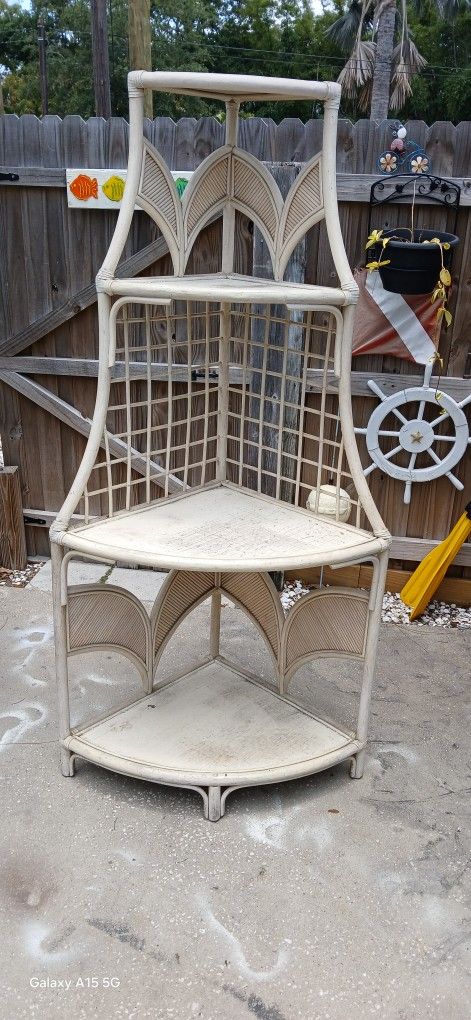 Boho Rattan Corner Shelf
