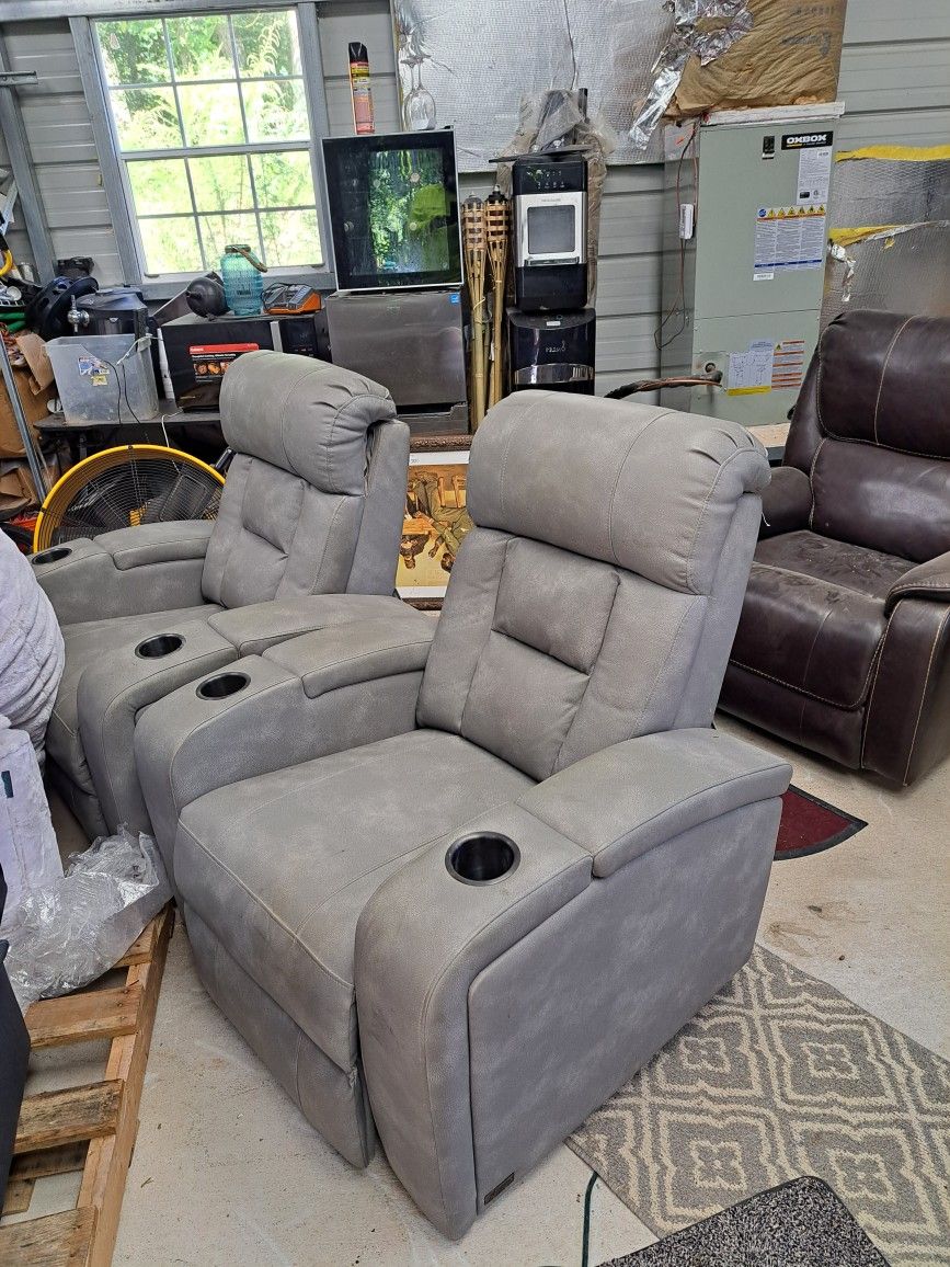 Power Recliners Gray arm rest for Storage