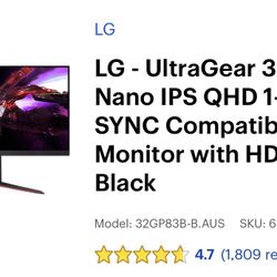 LG Ultra gear 32 inch monitor 