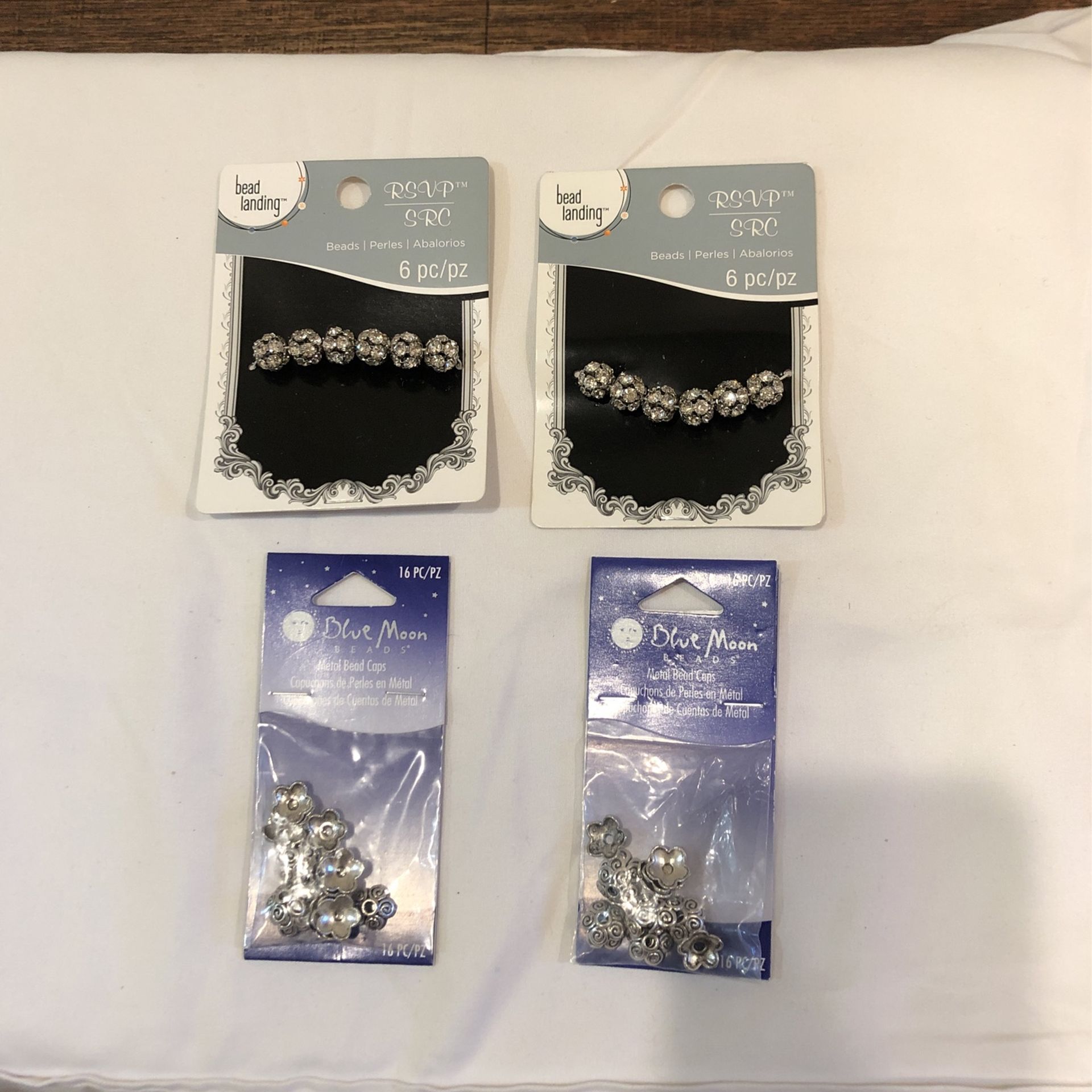 Bundle- (2) Bead Landing Beads And (2) Blue Moon Metal Bead Caps