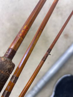 Antique bamboo fly fishing rod and case