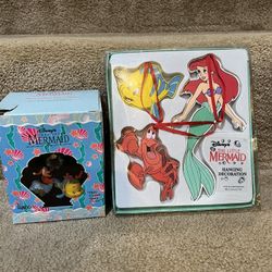 Enesco Ornament Disney's Wooden Little Mermaid & Here Comes Santa Claws