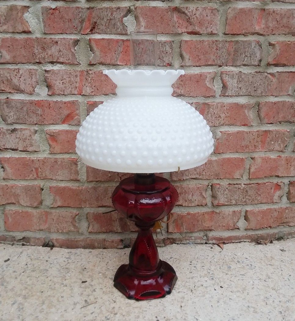 Vintage Red Ruby Hurricane Electric Lamp