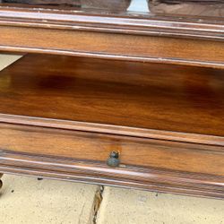 Wooden Coffee Table With Glass On Top 