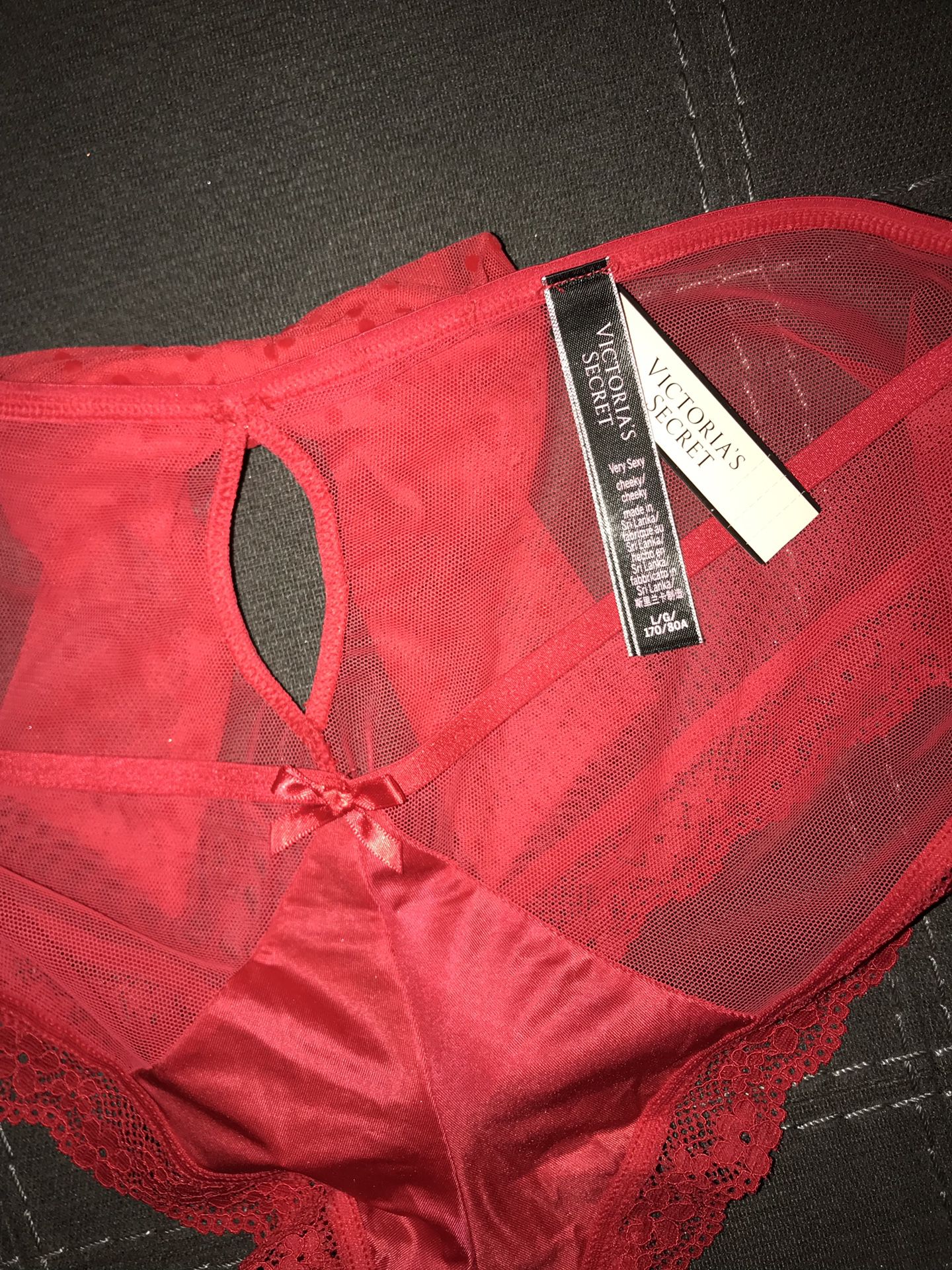 New panties cheeky Victoria Secret Large red satin stretchy lace trim  luxurious strappy for Sale in Chandler, AZ - OfferUp