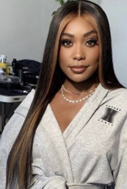 Lace front Money Piece long Dark Brown 28 Inch Black straight wig