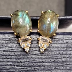 Labradorite Essence Earrings,ring,and Braclet  