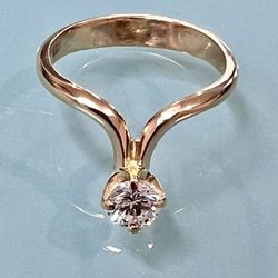 18k Y/G Natural Diamond .78ct Round Fullcut Solitaire Ladies Wedding Engagement Ring/Friendship Ring