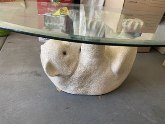 Bear Oval Glass Top Table