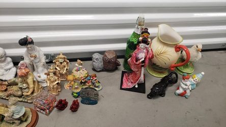 Various Figurines And Decorative Pitcher