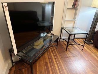2 Pc. Coffee Table Set: Glass w/ Stone Ctr.