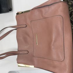 Pink Leather Tote Bag 
