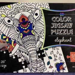 New color your own 500 piece 19” x 26” elephant Jigsaw Puzzle for ages 6 and up - markers not included