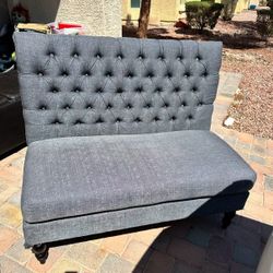 Gray Tufted Loveseat Double Sofa 