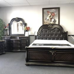 4PC King Bedroom Set w/ Marble Top
