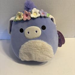 Squishmallow 8"  SOFT Purple Milanda the Donkey FLORAL HAND BAND PLUSH NEW