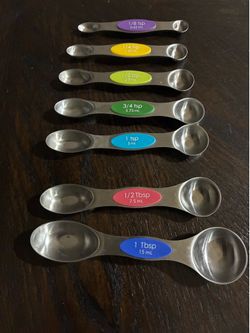 7- pieces magnetic stainless steel measuring  spoon set.
