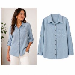 NWT Western chambray button up shirt women’s S/M