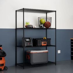TRINITY 4-Tier Wire Shelving Rack, 48" x 24" x 72" NSF, Black