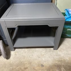 Gray Wood Side Table 