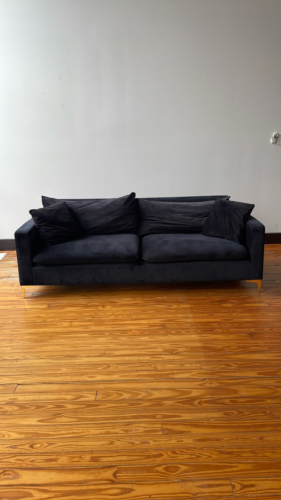 Black Suede 2-Seater Couch – Great Condition!