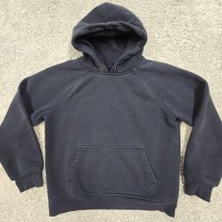 Flint and Tinder Sweater Mens Medium Faded Black Hooded Long Sleeve Pocket READ 