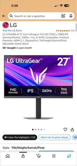 LG 27G440A-B 27 inch 240hz ultra gear