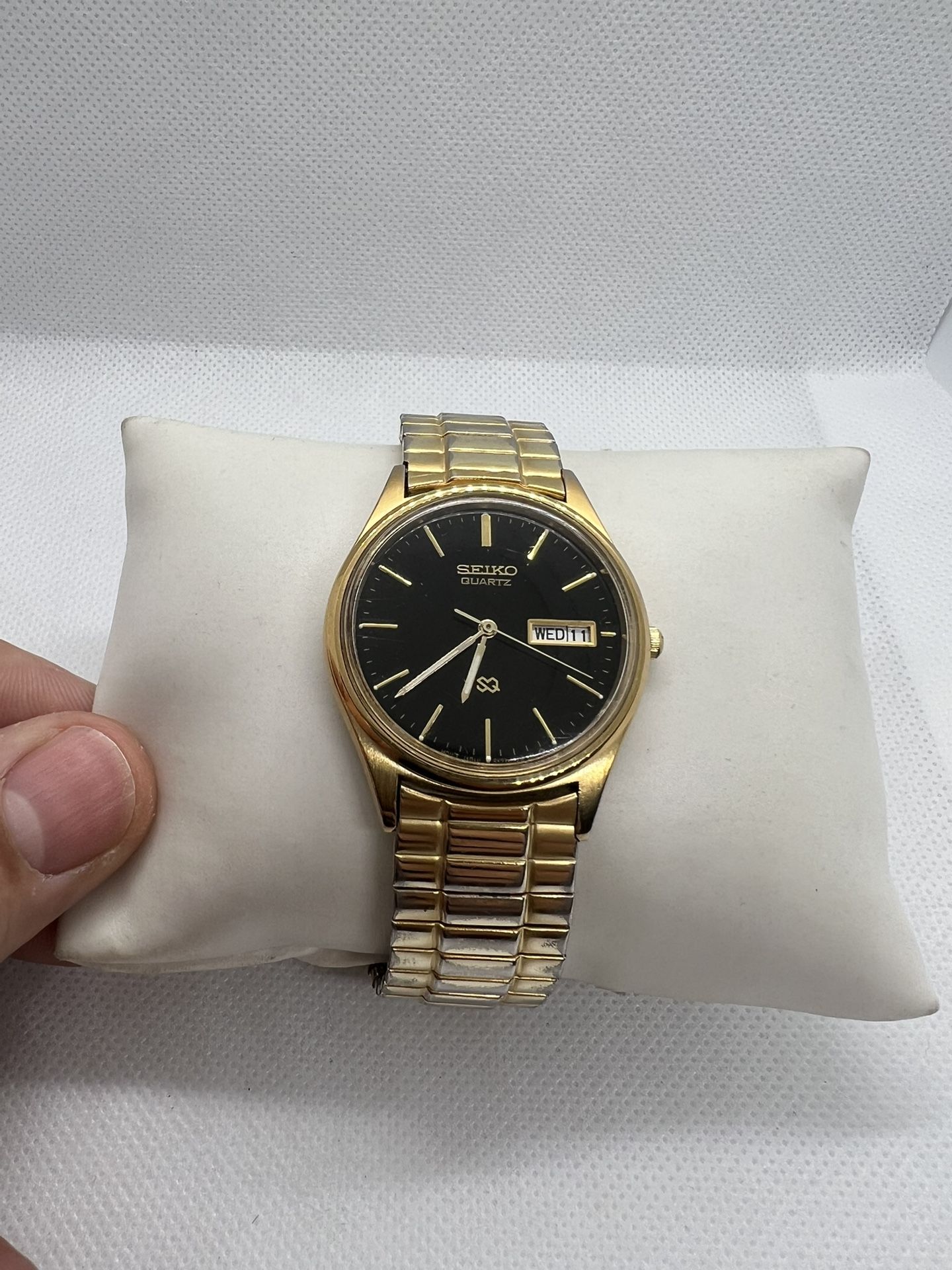 🌑🌕Luxury Vintage Black Presidential Men Seiko SQ Bilingual Day/Date 80s🌕🌑