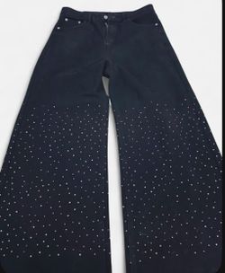 large sized black rhinestone jeans