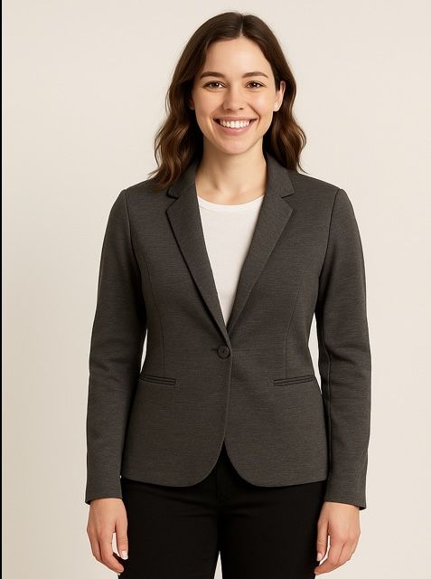 Audrey & Celine Gray Single-Button Blazer – Size Large