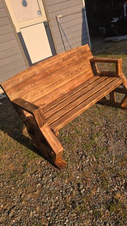 Handmade Stained Wood Outdoor Bench
