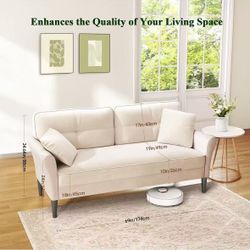 Small Sofa, Soft Small Couch with 2 Pillows, Comfy Love Seat Couches, Tool-Free Setup Loveseat Sofa, 700lb Load Sofas for Living Room, Cozy Couches fo