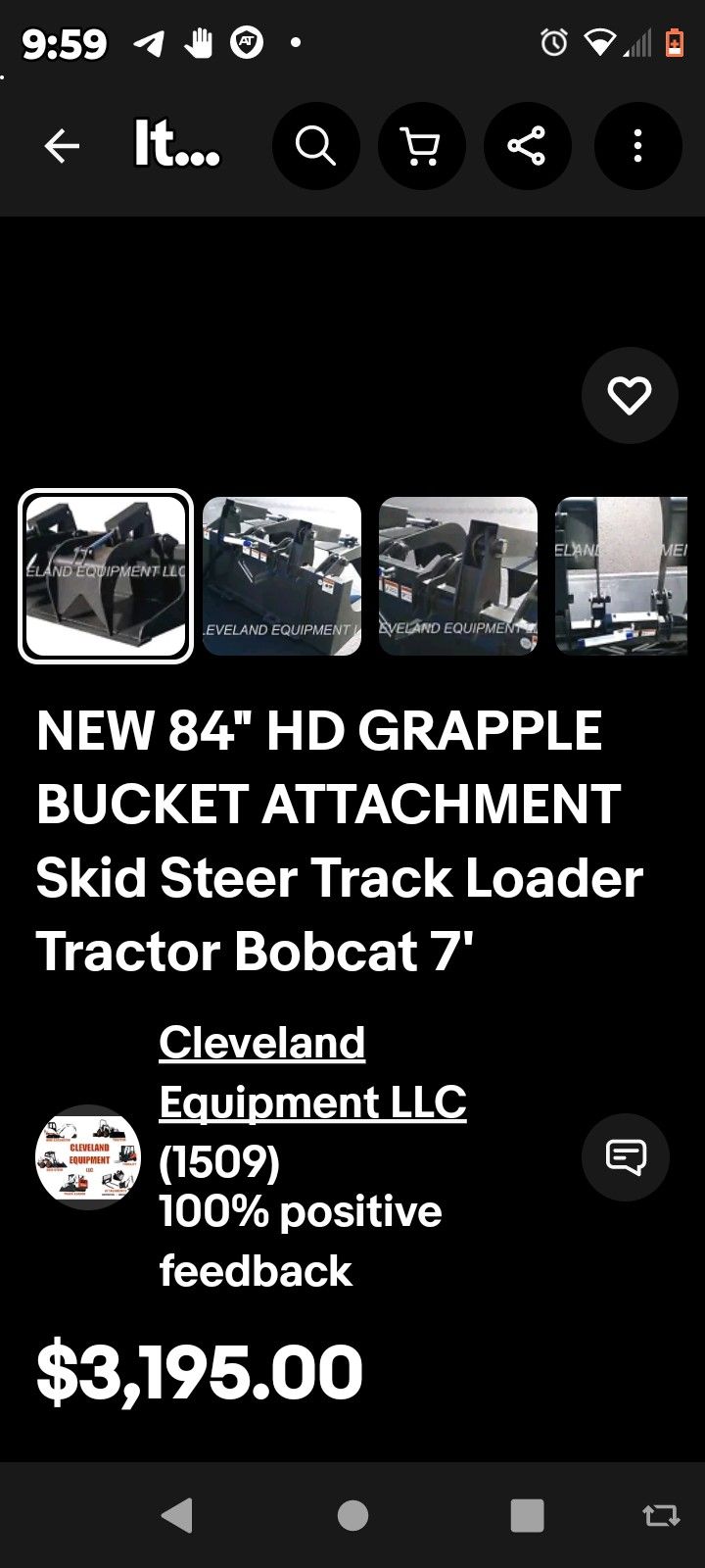 84" JCT grapple Bucket New Never Used