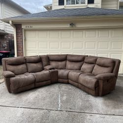 Brown Ashley Furniture Reclining Sectional Couch