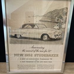 Classic Studebaker "New 1952 Commander V-8" (1952) Car Print 14" H x 11" W