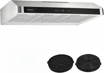 36 Inch Under Cabinet Vent Hood with Brighten Light | 550 CFM Large Flow| Ducted/Ductless Range Hood with Charcoal Filter| 3- Speed Touch Control | 6-